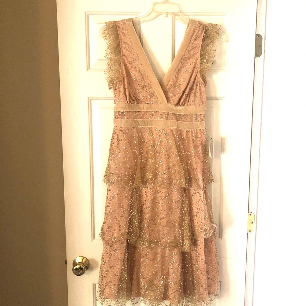 Lulu's Glittering Gold Midi Dress